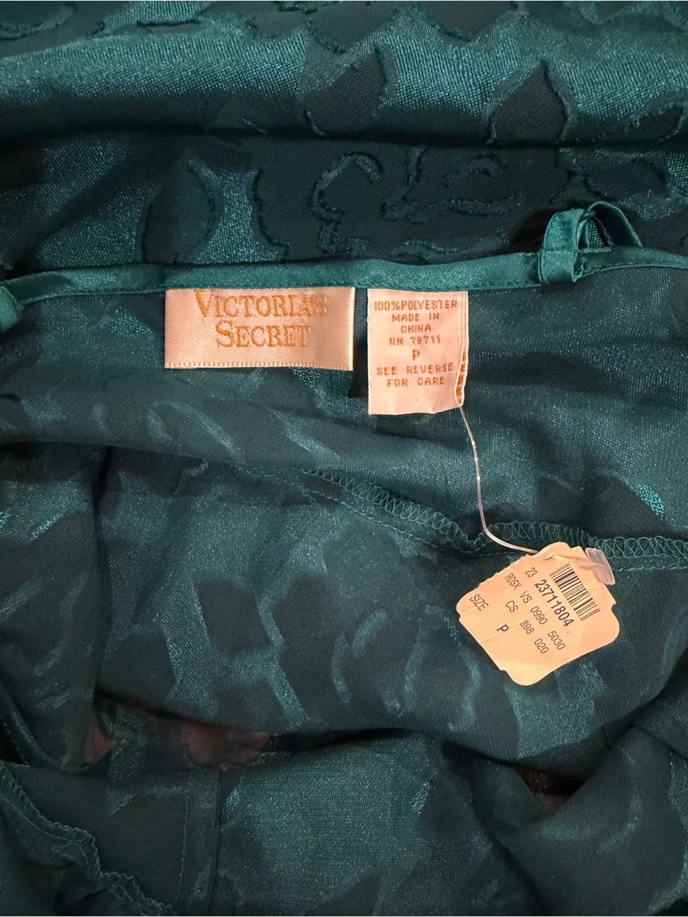 Vintage Gold Label Victoria’s Secret NWT Emerald Burnout Floral Sheer Nightgown